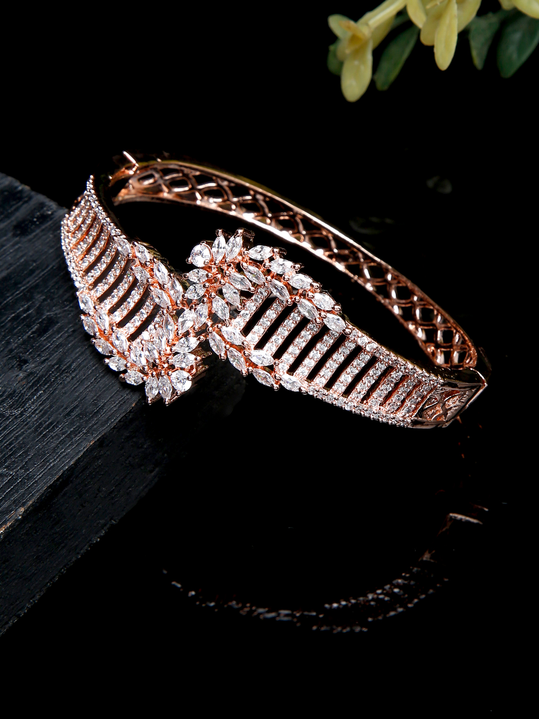 YouBella Jewellery Celebrity Inspired Gold Plated American Diamond Bracelet for Girls and Women